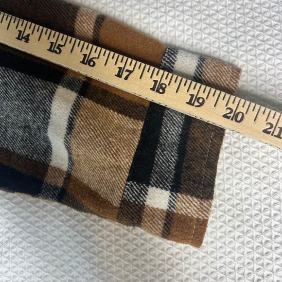 Womens Long Plaid Flannel Oversized Shirt Jacket Sz 18W Brown Black Long Sleeve - Picture 7 of 8